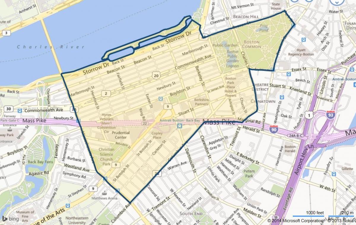back Bay Boston haritası