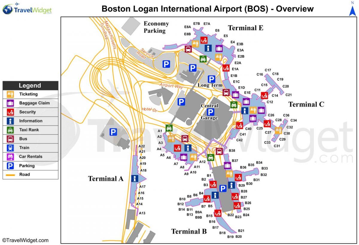 Boston haritası havaalanı