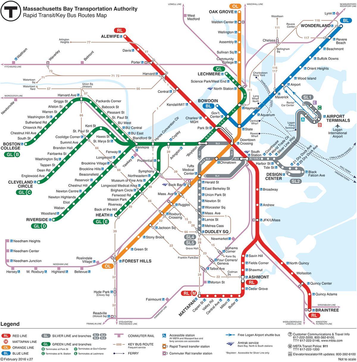 MBTA haritası kırmızı çizgi