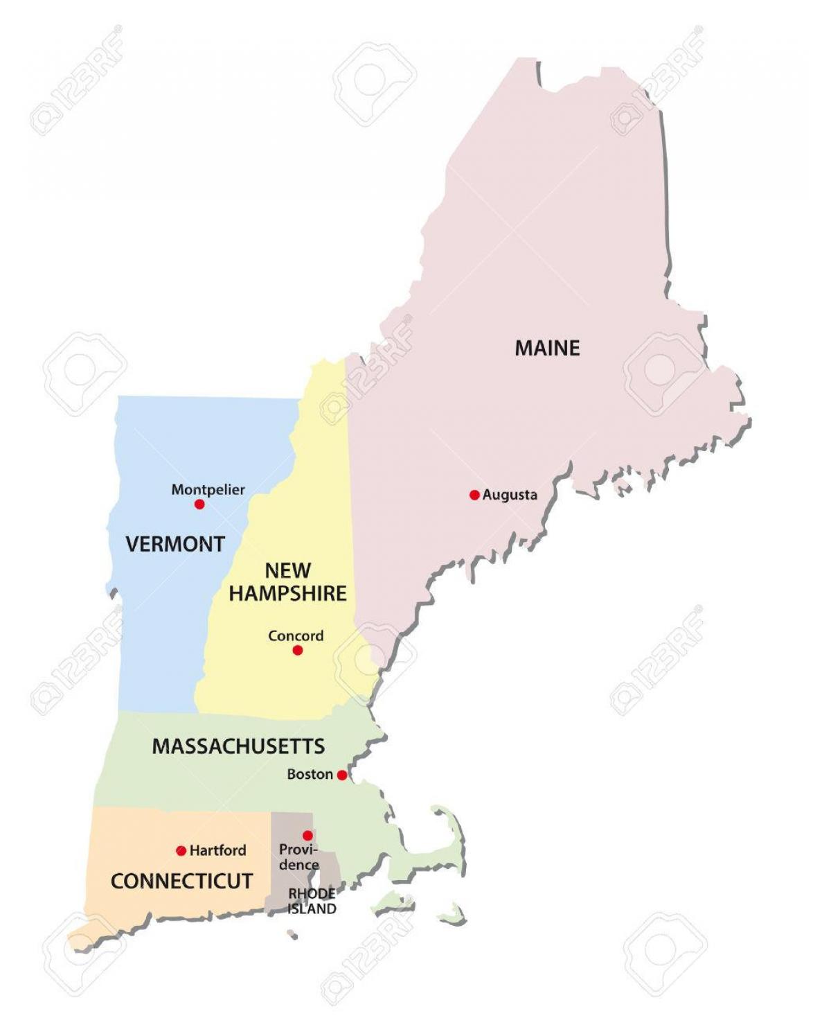 New England haritası Devletleri