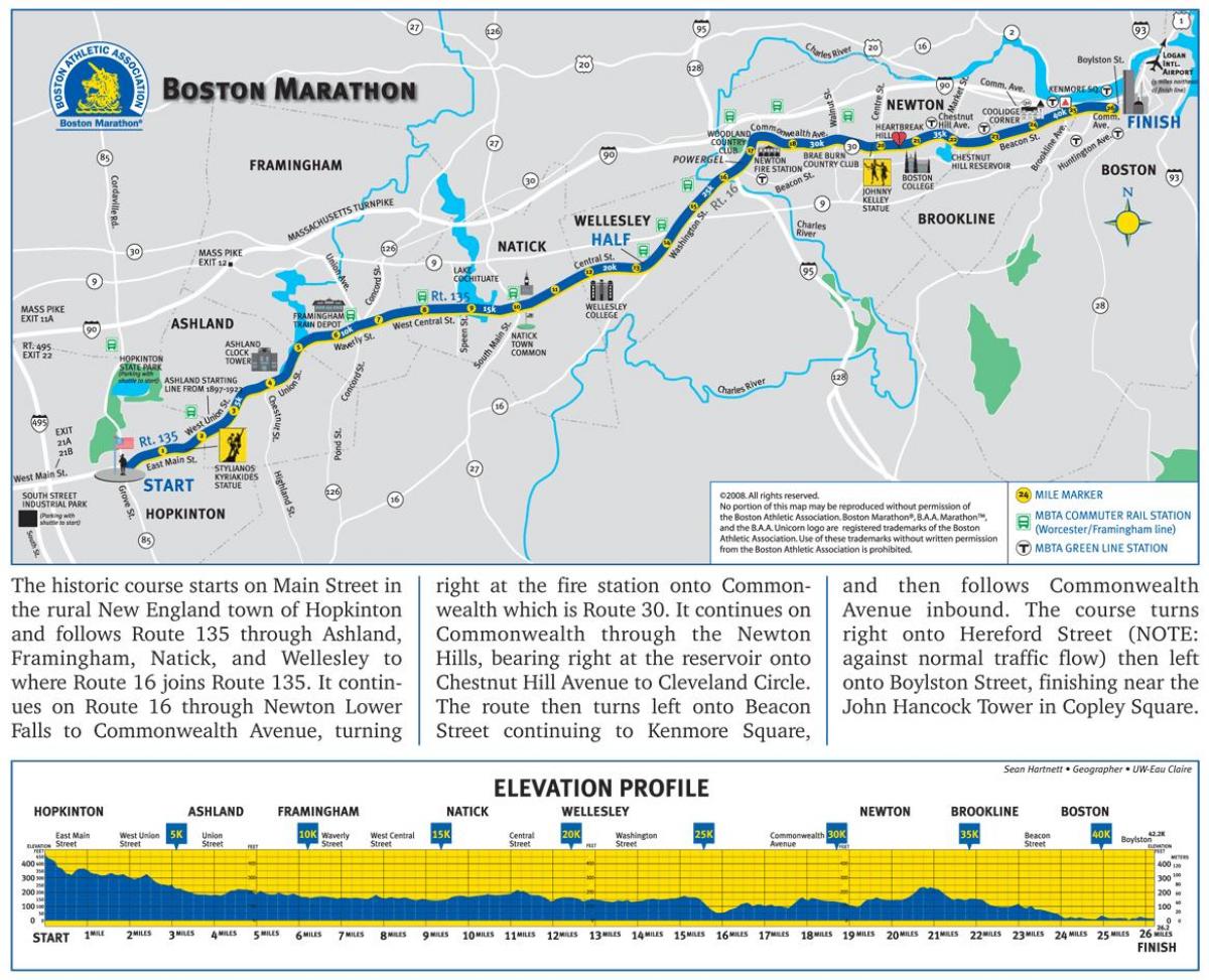 Boston Maratonu yükseklik haritası