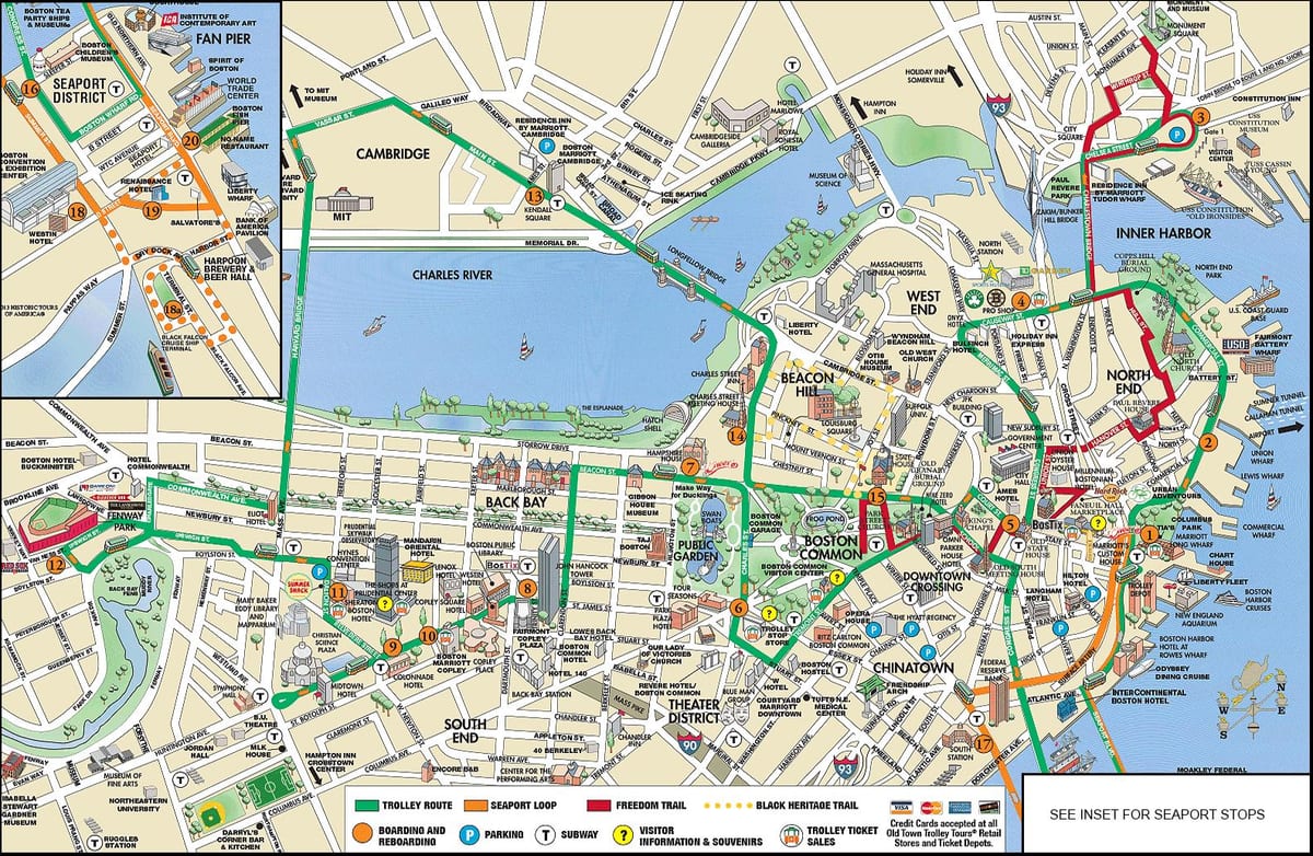 Boston trolley tours harita
