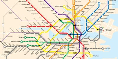 Boston toplu taşıma haritası